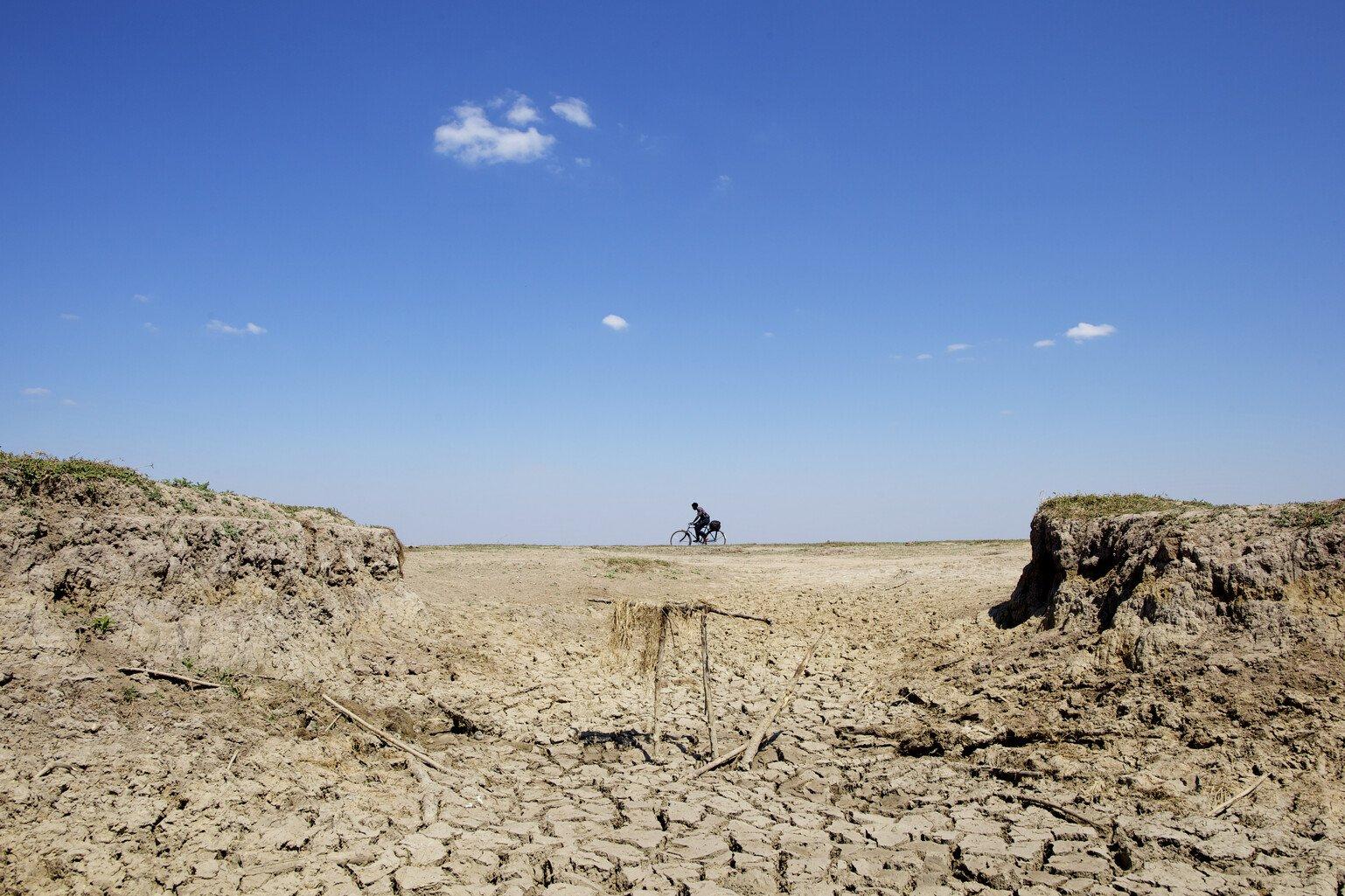 Photo of Lake Bangweulu in Zambia. Mud caused by flood waters becomes hard ground as waters recede during the dry season.