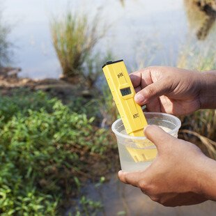 A close-up of the water test 