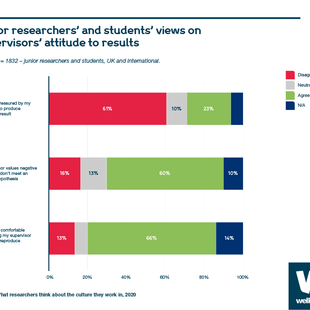 Chart showing junior researchers’ and students’ views on supervisors’ attitude to results